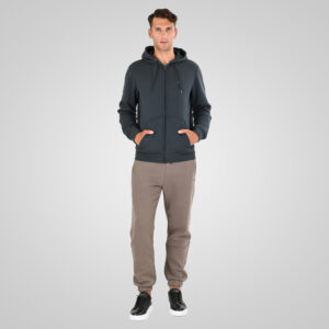 262MTOP-1142 FULL-ZIP HOODIE WITH TWO COLORED LAYER HIGH DENSITY PRINT (BRUSHED FLEECE) ANTHRACITE