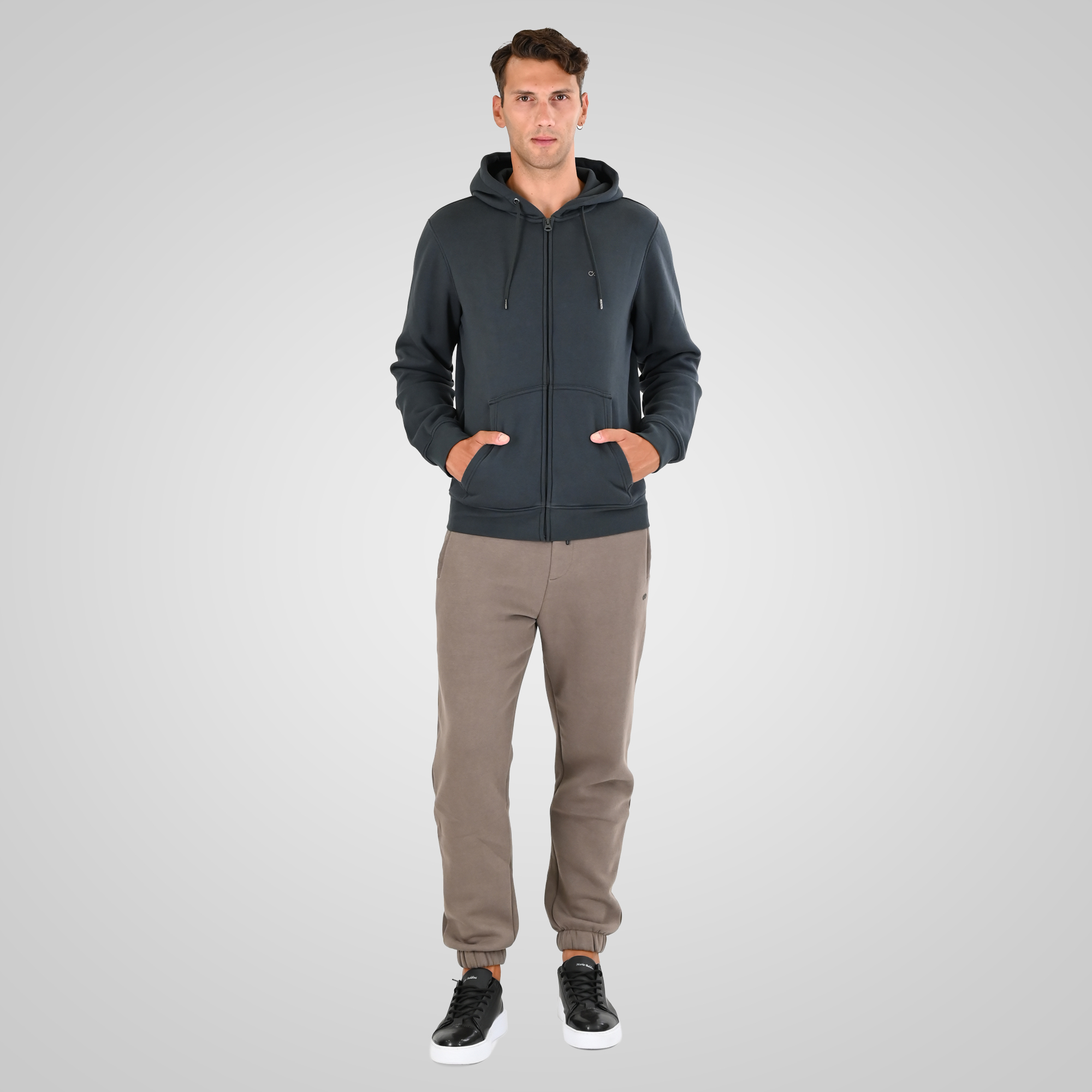 262MTOP-1142 FULL-ZIP HOODIE WITH TWO COLORED LAYER HIGH DENSITY PRINT (BRUSHED FLEECE) ANTHRACITE - Image 2