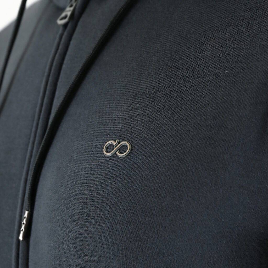 262MTOP-1142 FULL-ZIP HOODIE WITH TWO COLORED LAYER HIGH DENSITY PRINT (BRUSHED FLEECE) ANTHRACITE