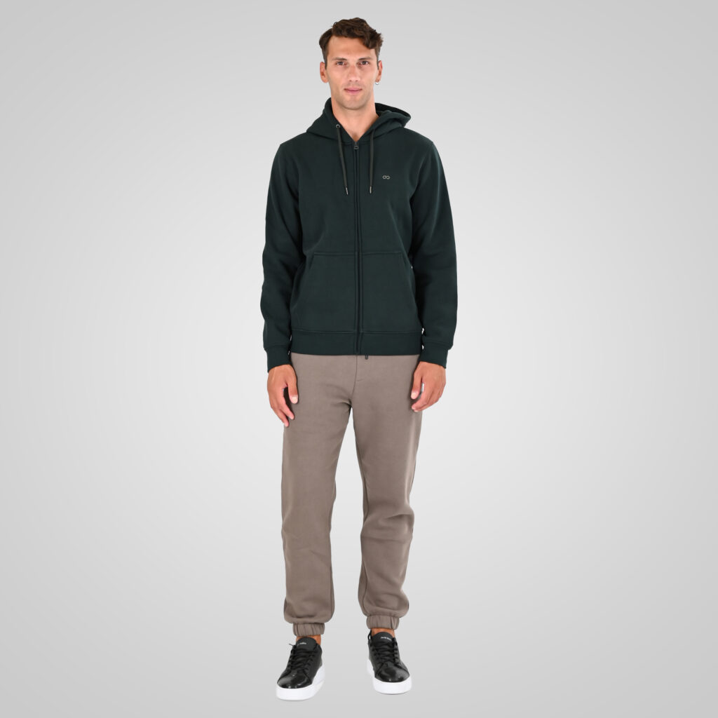 262MTOP-1142 FULL-ZIP HOODIE WITH TWO COLORED LAYER HIGH DENSITY PRINT (BRUSHED FLEECE) FOREST GREEN