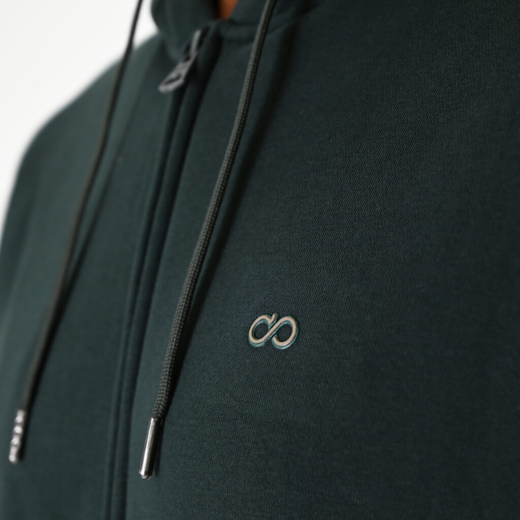 262MTOP-1142 FULL-ZIP HOODIE WITH TWO COLORED LAYER HIGH DENSITY PRINT (BRUSHED FLEECE) FOREST GREEN