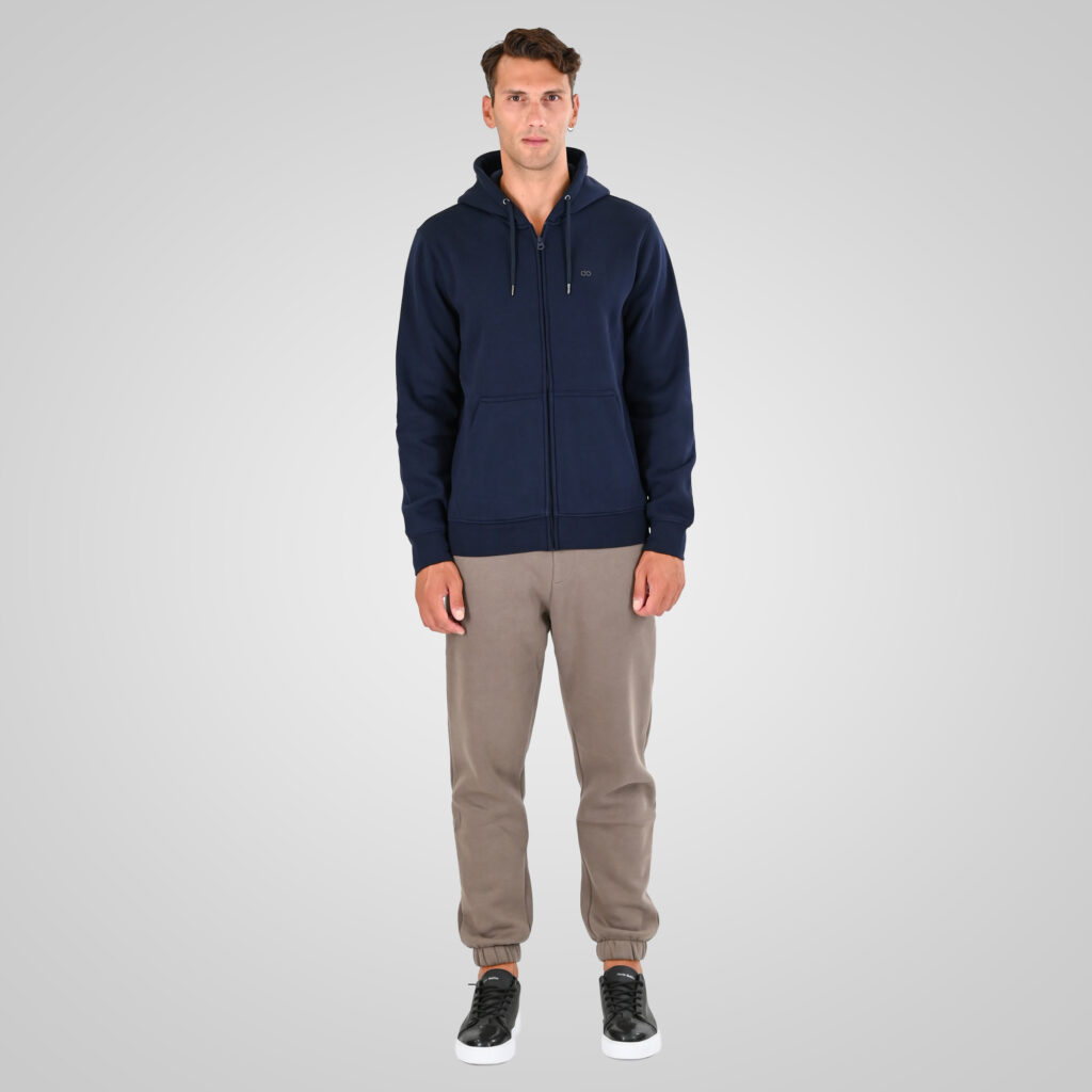 262MTOP-1142 FULL-ZIP HOODIE WITH TWO COLORED LAYER HIGH DENSITY PRINT (BRUSHED FLEECE) NAVY