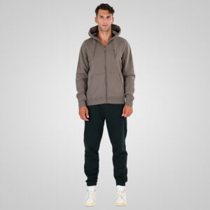 262MTOP-1142 FULL-ZIP HOODIE WITH TWO COLORED LAYER HIGH DENSITY PRINT (BRUSHED FLEECE) TAUPE