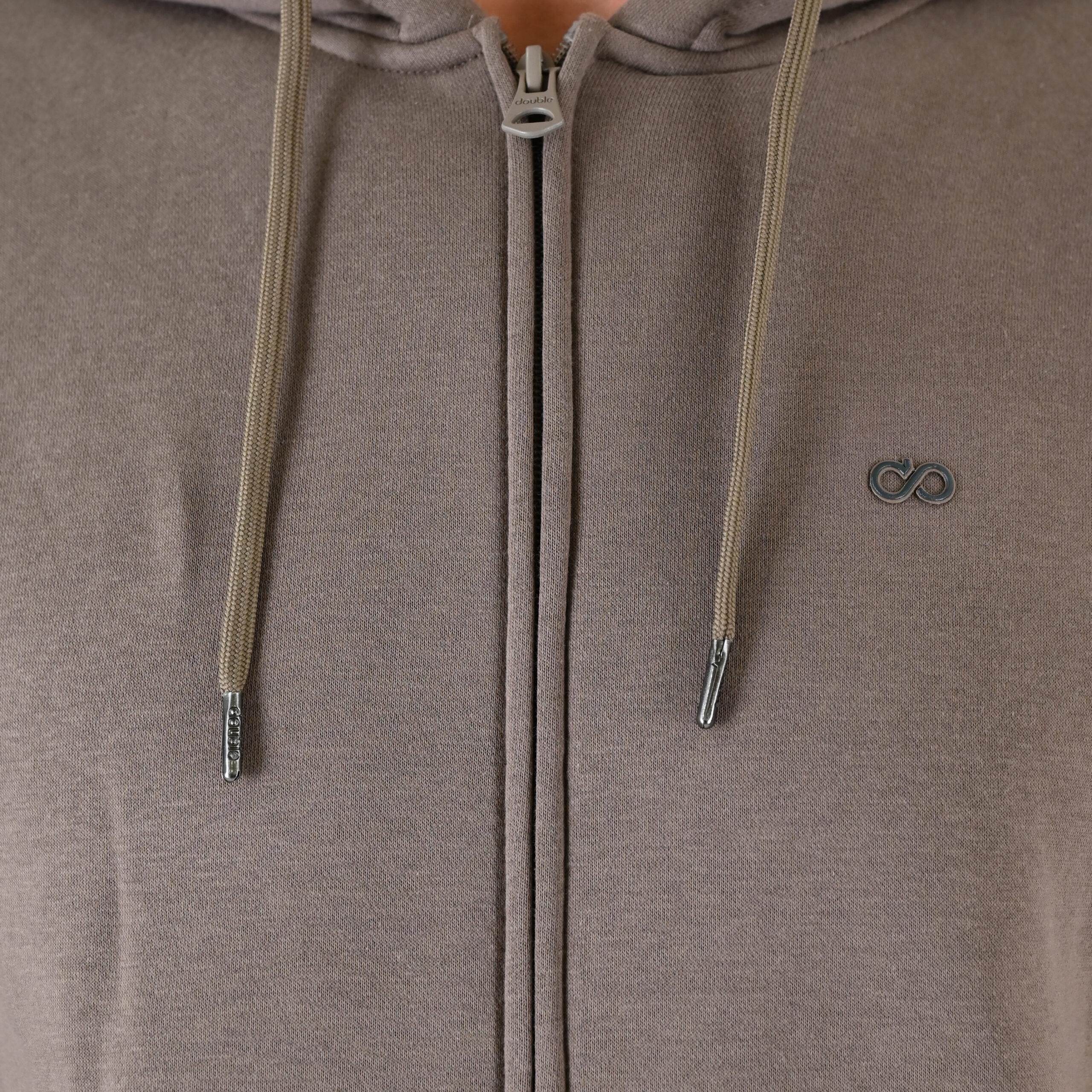 262MTOP-1142 FULL-ZIP HOODIE WITH TWO COLORED LAYER HIGH DENSITY PRINT (BRUSHED FLEECE) TAUPE - Image 5
