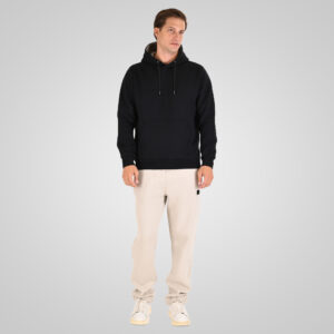 262MTOP-1143 HOODIE WITH CONTRAST HOOD LINING AND ENGRAVED PRINT (INTERLOCK) BLACK