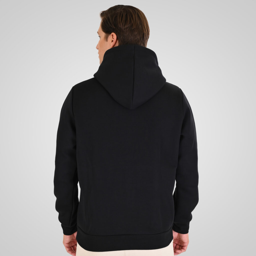 262MTOP-1143 HOODIE WITH CONTRAST HOOD LINING AND ENGRAVED PRINT (INTERLOCK) BLACK