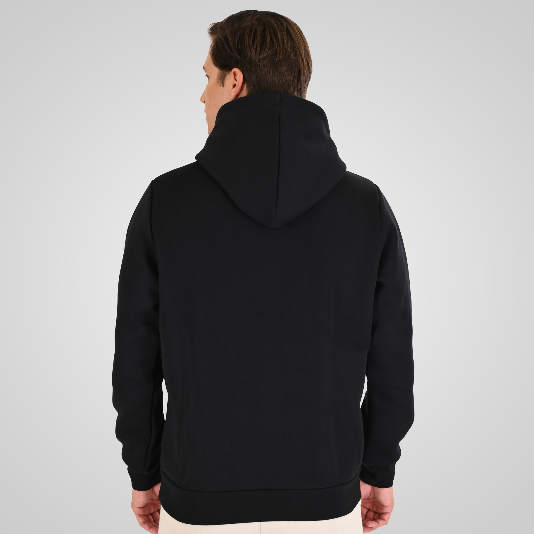 262MTOP-1143 HOODIE WITH CONTRAST HOOD LINING AND ENGRAVED PRINT (INTERLOCK) BLACK - Image 4