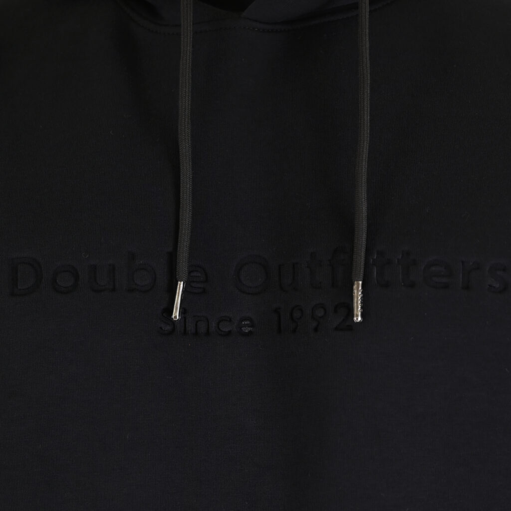 262MTOP-1143 HOODIE WITH CONTRAST HOOD LINING AND ENGRAVED PRINT (INTERLOCK) BLACK