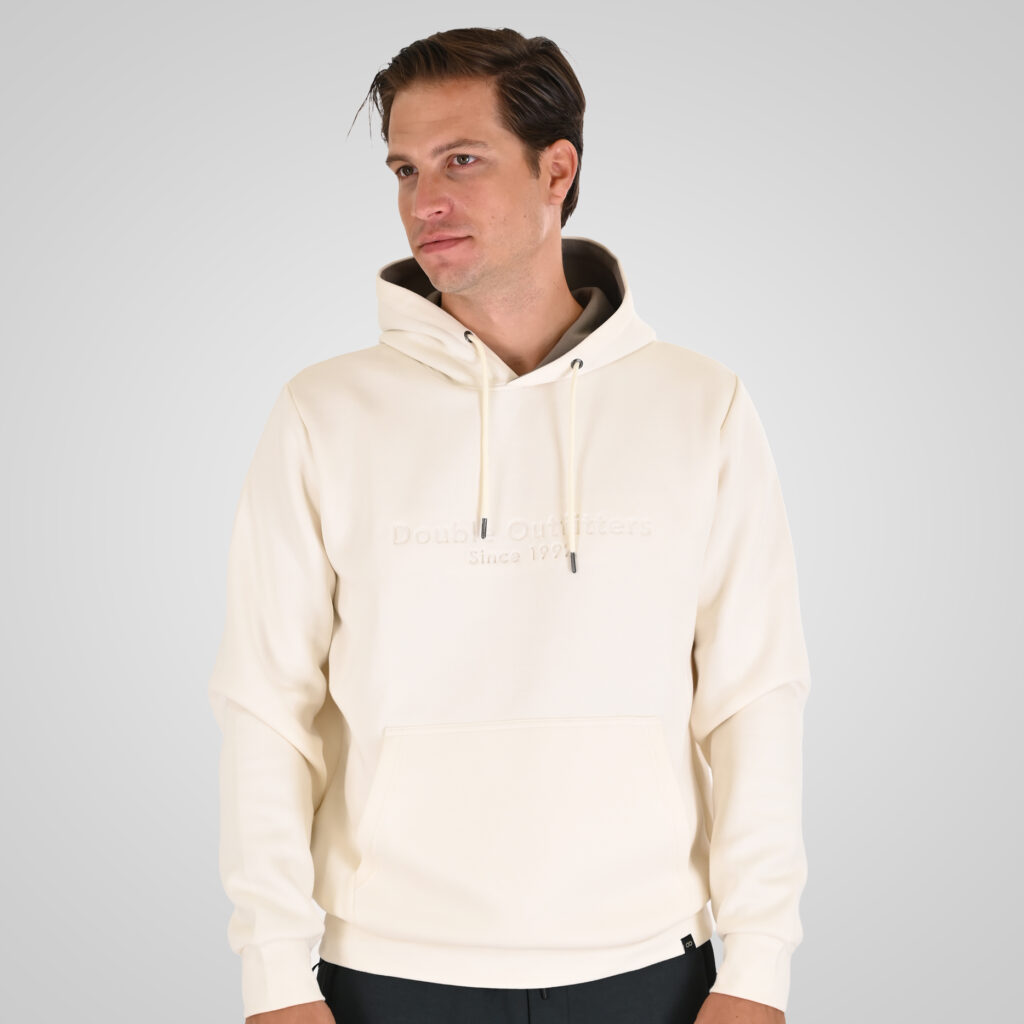 262MTOP-1143 HOODIE WITH CONTRAST HOOD LINING AND ENGRAVED PRINT (INTERLOCK) POLAR WHITE