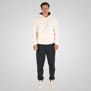 262MTOP-1143 HOODIE WITH CONTRAST HOOD LINING AND ENGRAVED PRINT (INTERLOCK) POLAR WHITE
