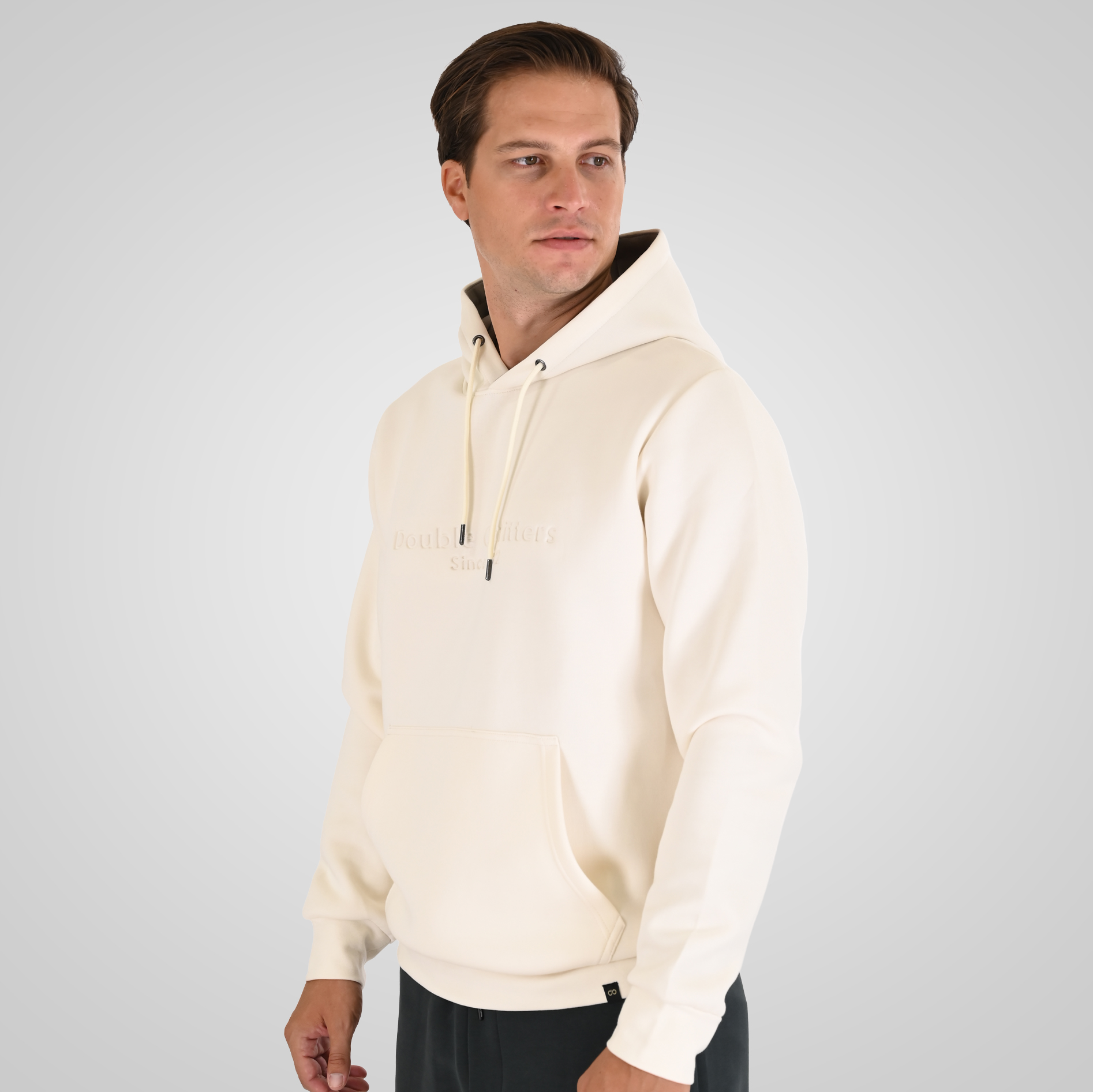 262MTOP-1143 HOODIE WITH CONTRAST HOOD LINING AND ENGRAVED PRINT (INTERLOCK) POLAR WHITE - Image 3