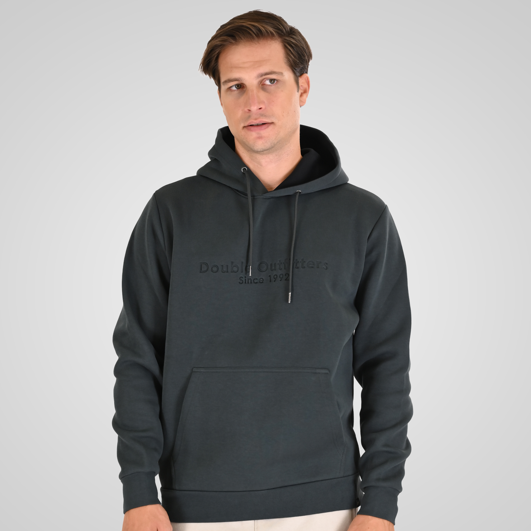 262MTOP-1143 HOODIE WITH CONTRAST HOOD LINING AND ENGRAVED PRINT (INTERLOCK) SHADOW GREEN - Image 1