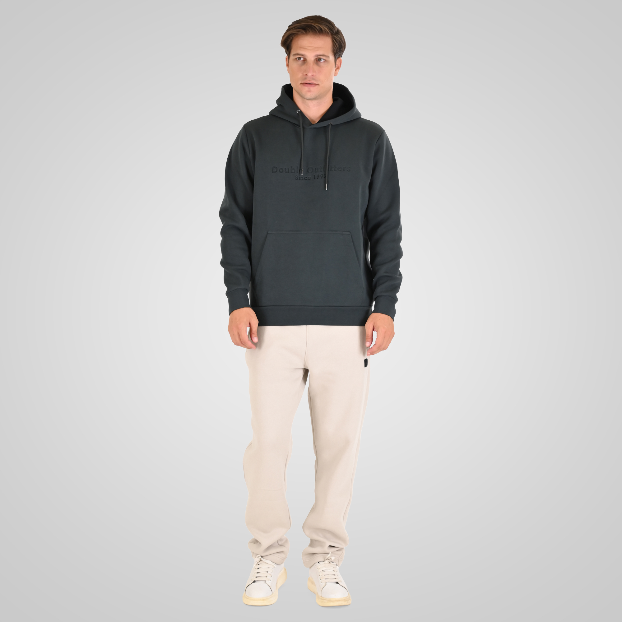 262MTOP-1143 HOODIE WITH CONTRAST HOOD LINING AND ENGRAVED PRINT (INTERLOCK) SHADOW GREEN - Image 2