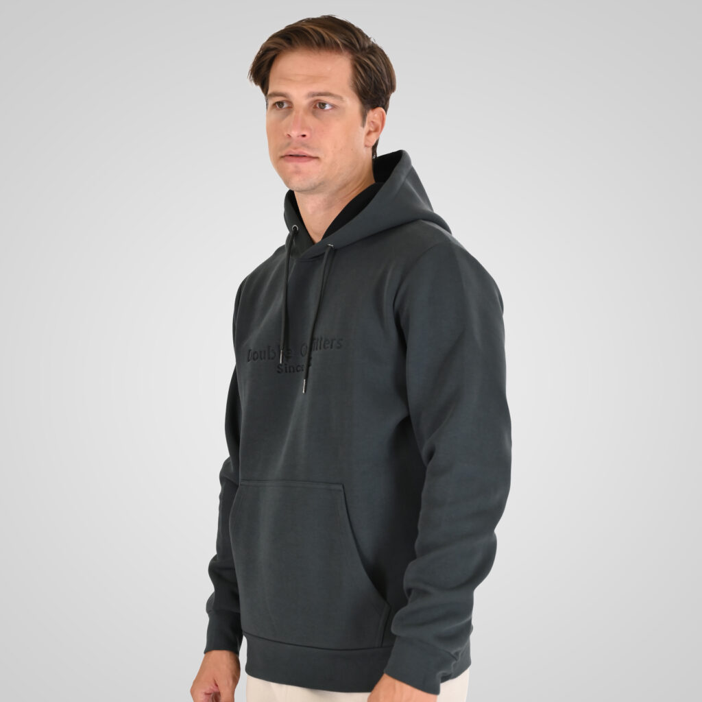 262MTOP-1143 HOODIE WITH CONTRAST HOOD LINING AND ENGRAVED PRINT (INTERLOCK) SHADOW GREEN