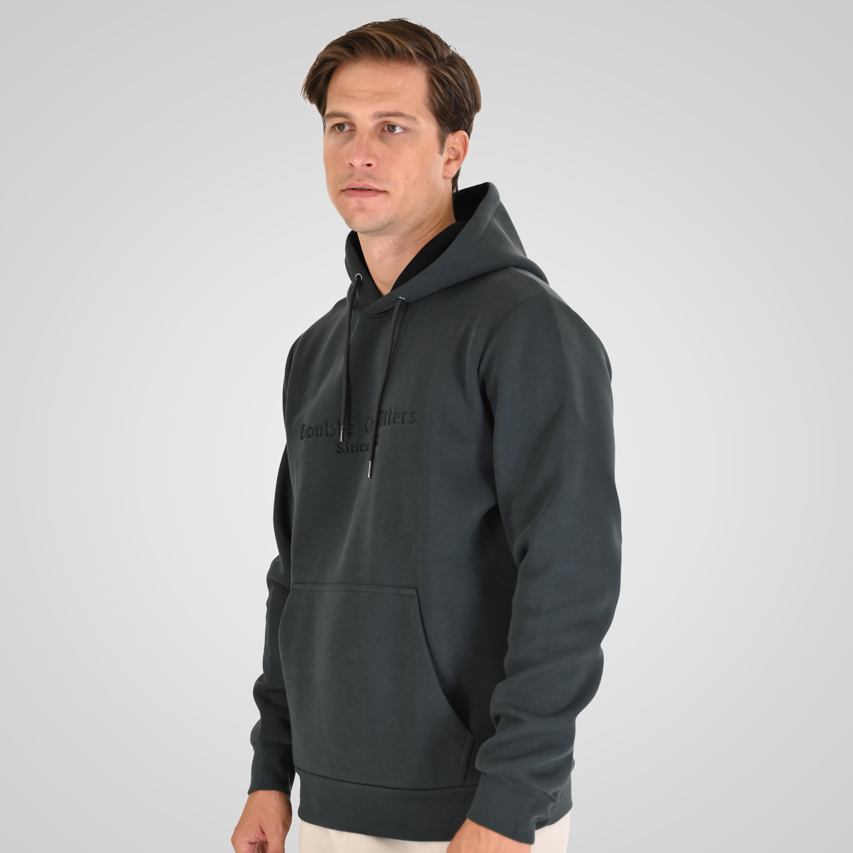 262MTOP-1143 HOODIE WITH CONTRAST HOOD LINING AND ENGRAVED PRINT (INTERLOCK) SHADOW GREEN - Image 3
