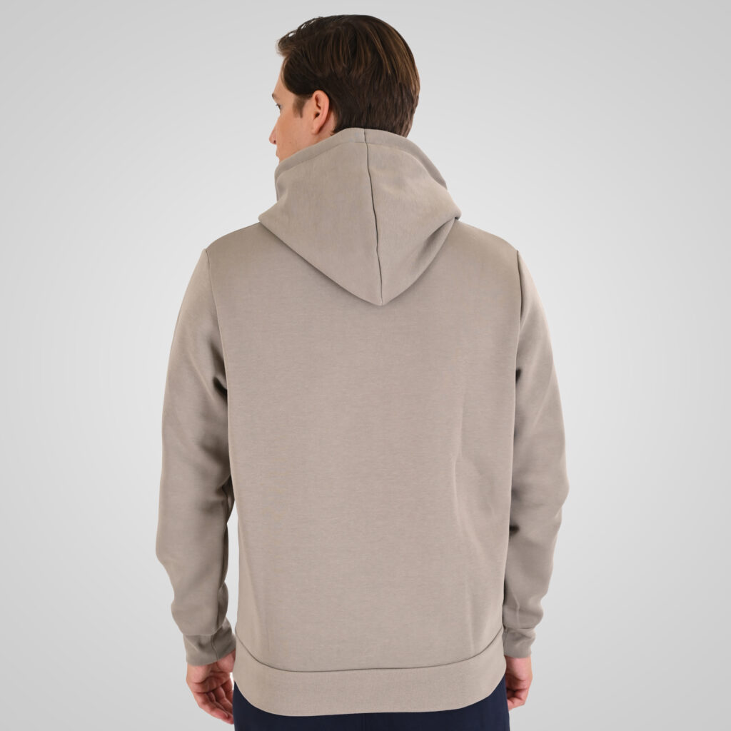 262MTOP-1143 HOODIE WITH CONTRAST HOOD LINING AND ENGRAVED PRINT (INTERLOCK) SMOKE BEIGE