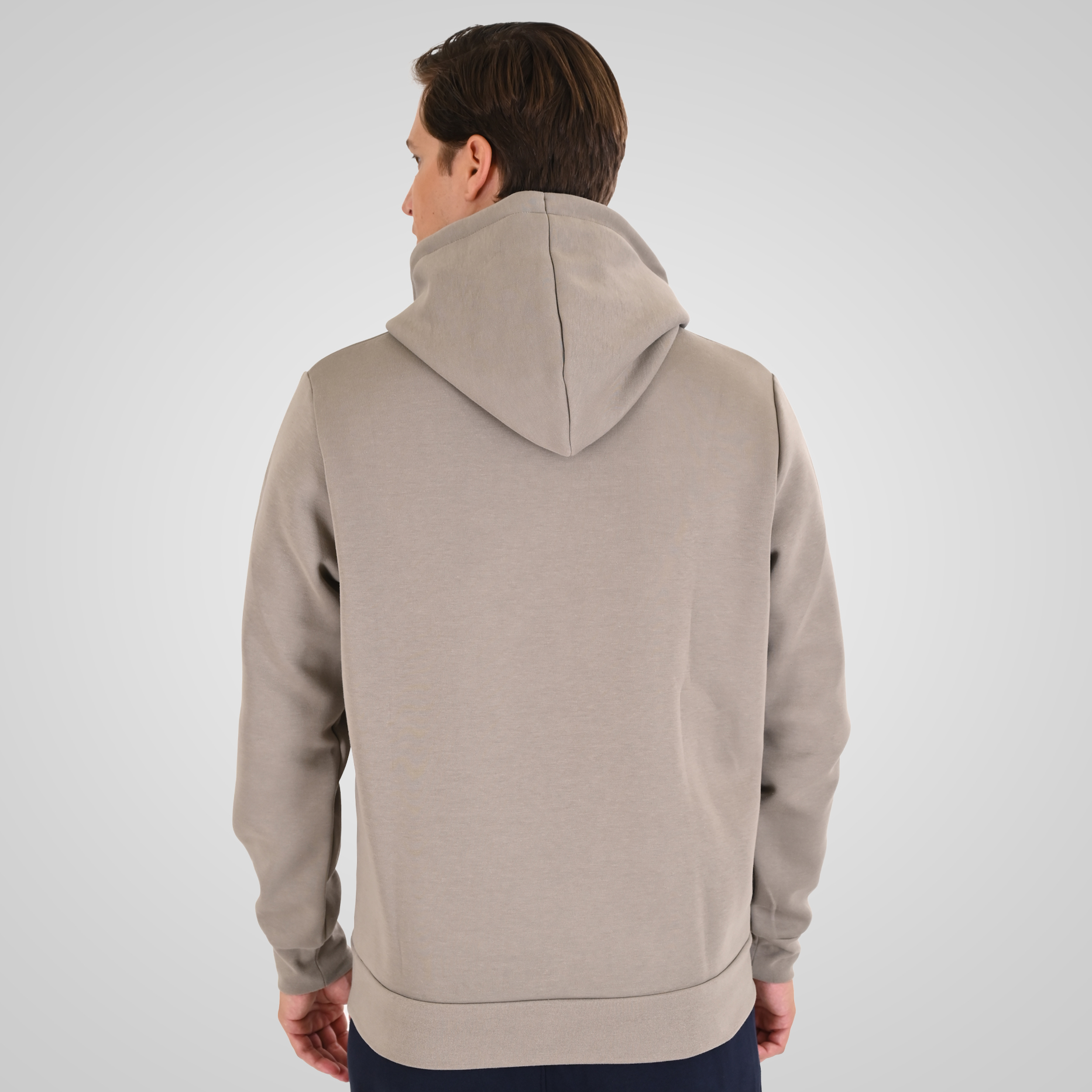 262MTOP-1143 HOODIE WITH CONTRAST HOOD LINING AND ENGRAVED PRINT (INTERLOCK) SMOKE BEIGE - Image 4