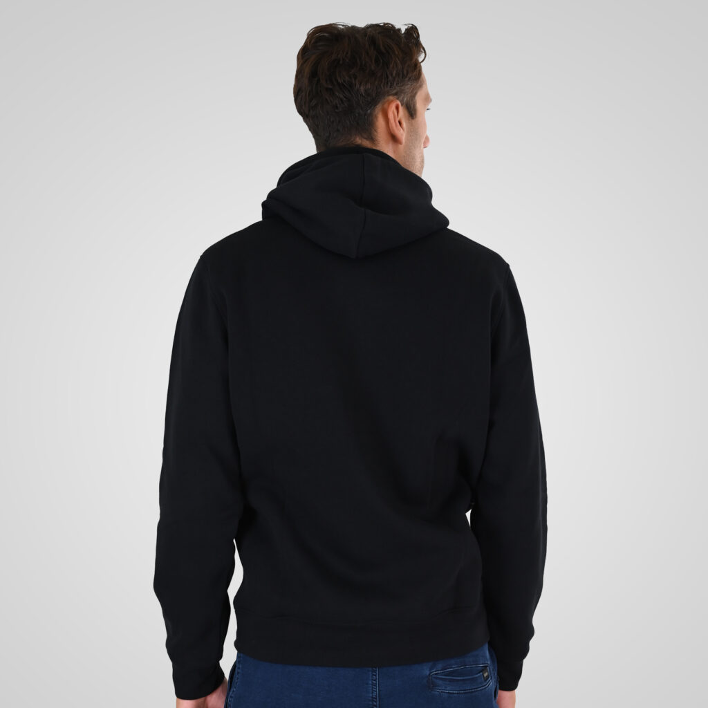 262MTOP-1144 HOODIE WITH 3D EMBROIDERY AND DENSE EMBROIDERY (BRUSHED FLEECE) BLACK