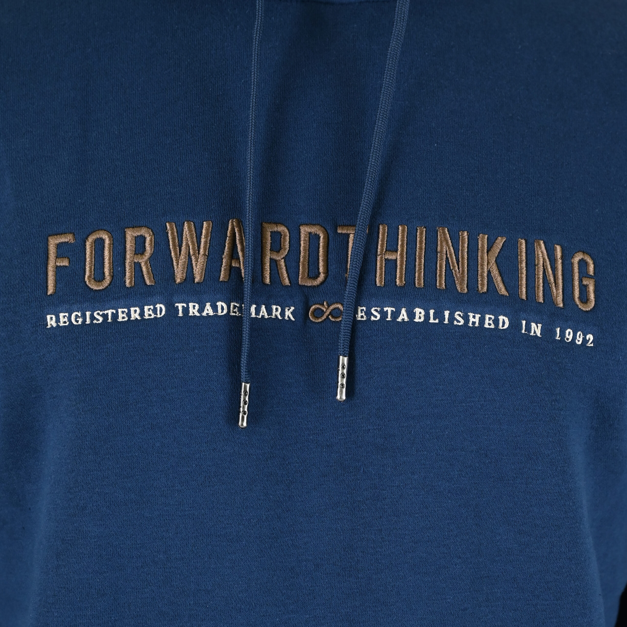 262MTOP-1144 HOODIE WITH 3D EMBROIDERY AND DENSE EMBROIDERY (BRUSHED FLEECE) INDIGO - Image 5