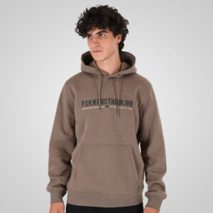 262MTOP-1144 HOODIE WITH 3D EMBROIDERY AND DENSE EMBROIDERY (BRUSHED FLEECE) TAUPE