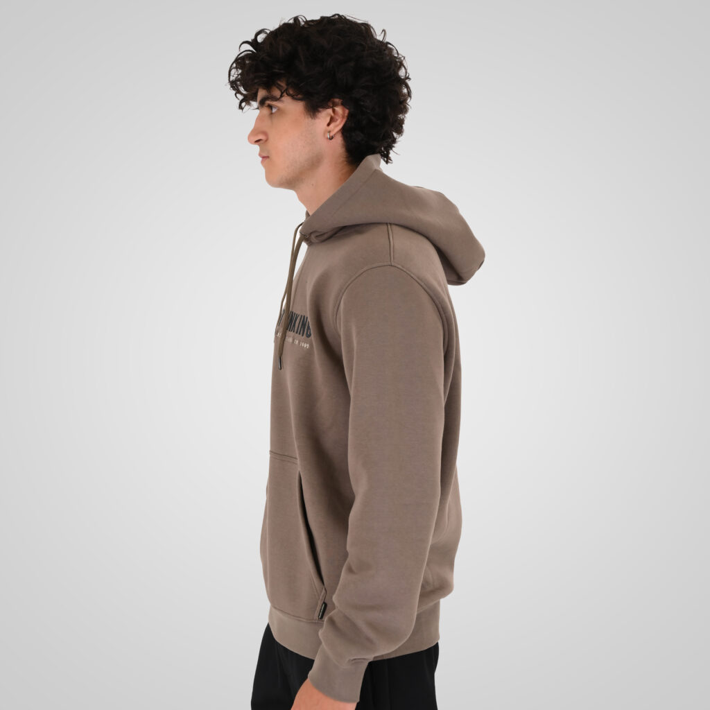 262MTOP-1144 HOODIE WITH 3D EMBROIDERY AND DENSE EMBROIDERY (BRUSHED FLEECE) TAUPE