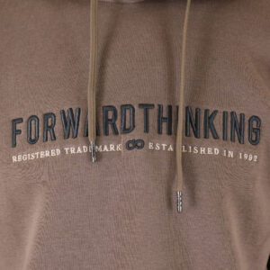 262MTOP-1144 HOODIE WITH 3D EMBROIDERY AND DENSE EMBROIDERY (BRUSHED FLEECE) TAUPE - Image 5