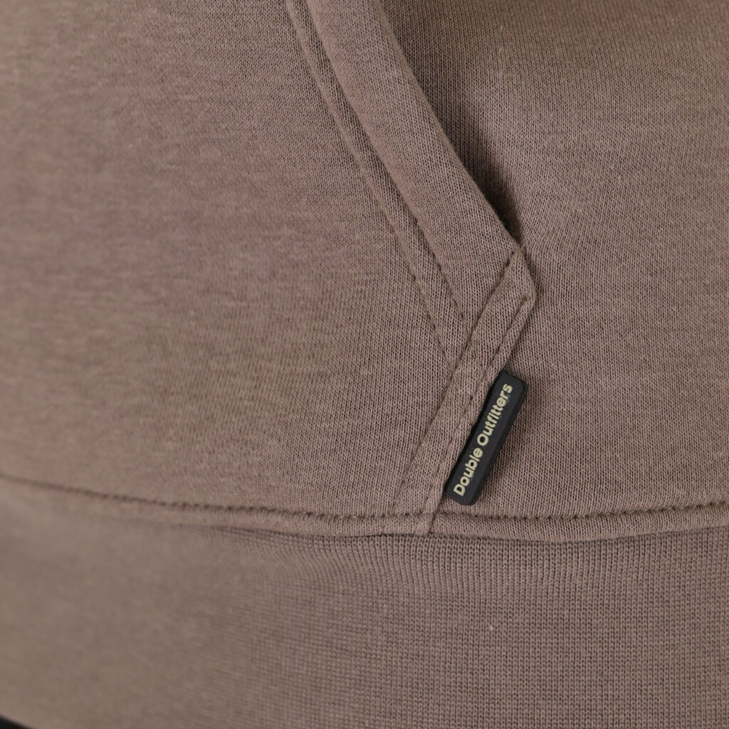 262MTOP-1144 HOODIE WITH 3D EMBROIDERY AND DENSE EMBROIDERY (BRUSHED FLEECE) TAUPE
