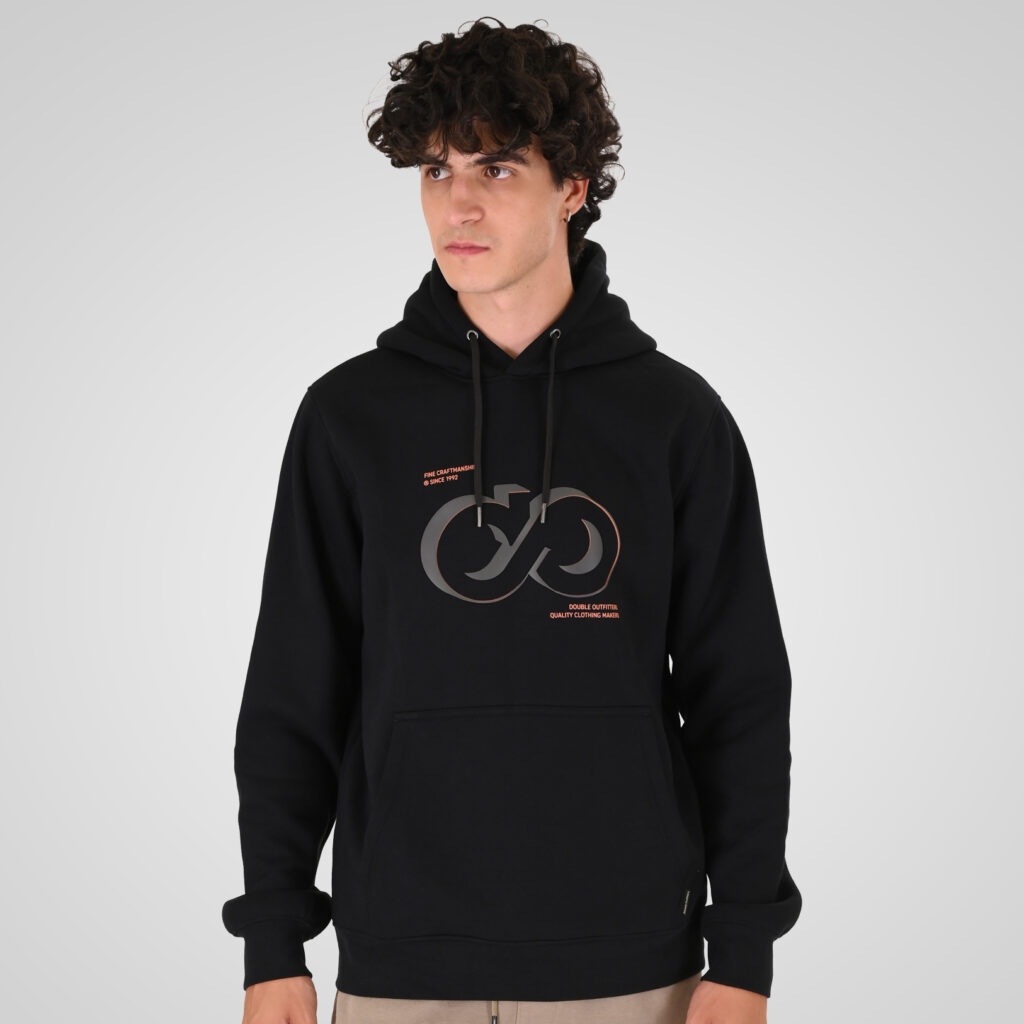 262MTOP-1146 HOODIE WITH HIGH DENSITY. THREE LAYERED PRINT (BRUSHED FLEECE) BLACK
