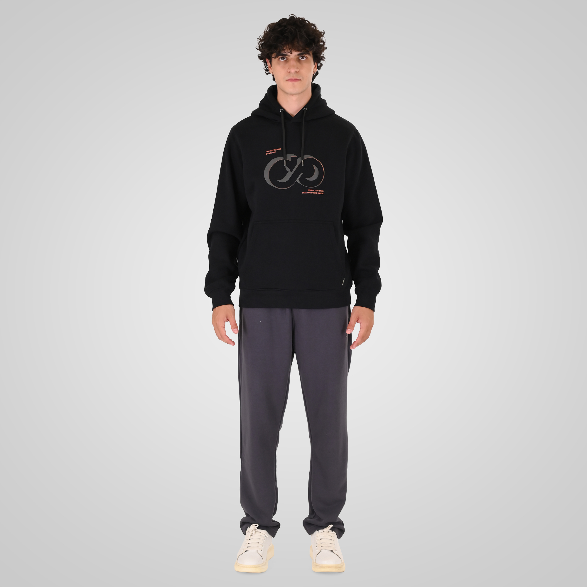 262MTOP-1146 HOODIE WITH HIGH DENSITY. THREE LAYERED PRINT (BRUSHED FLEECE) BLACK - Image 2