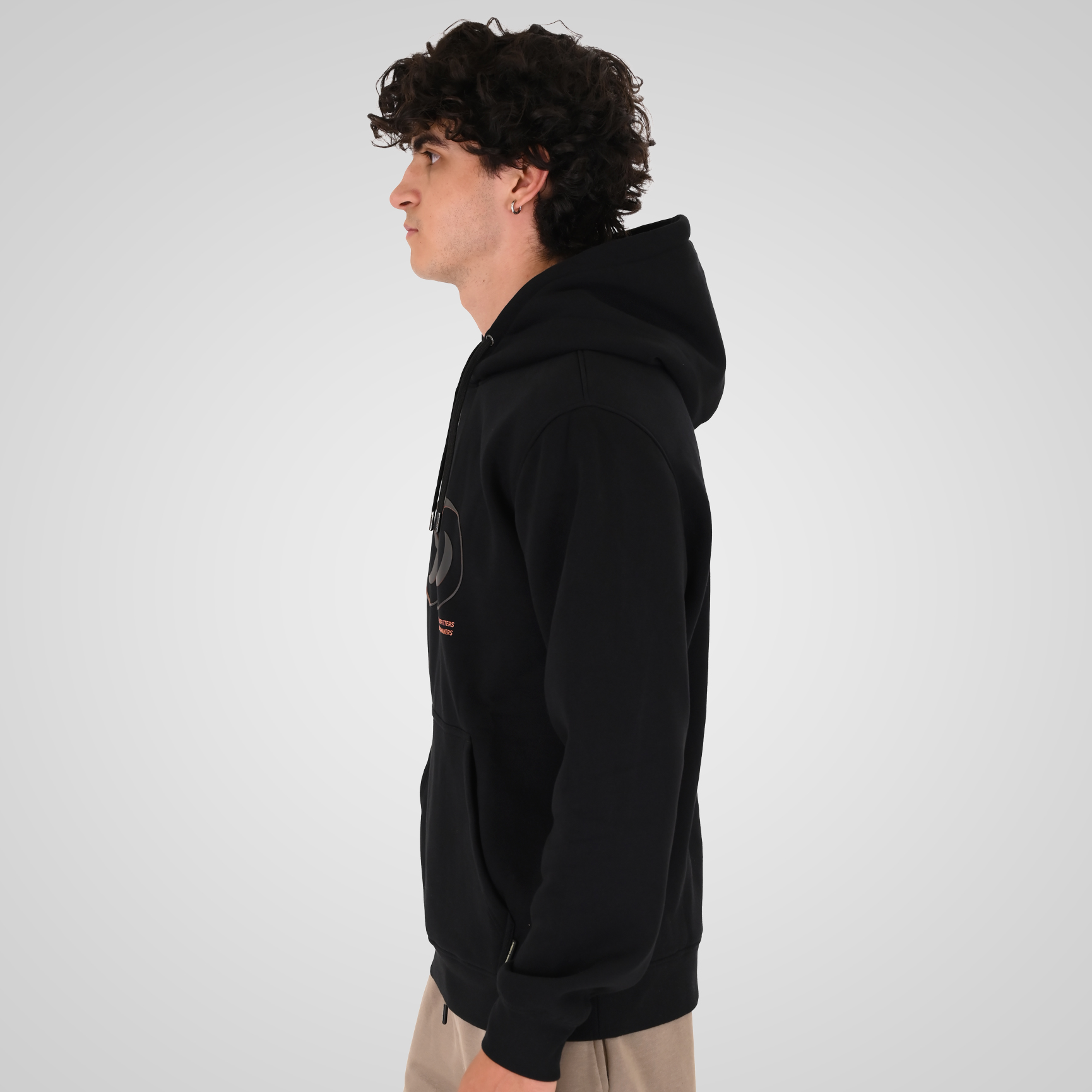 262MTOP-1146 HOODIE WITH HIGH DENSITY. THREE LAYERED PRINT (BRUSHED FLEECE) BLACK - Image 3