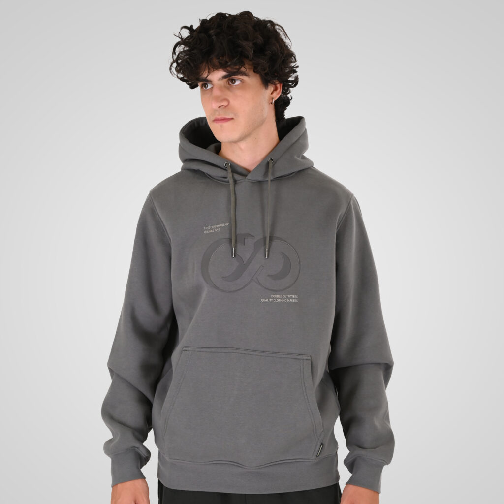 262MTOP-1146 HOODIE WITH HIGH DENSITY. THREE LAYERED PRINT (BRUSHED FLEECE) CLOUD GREY