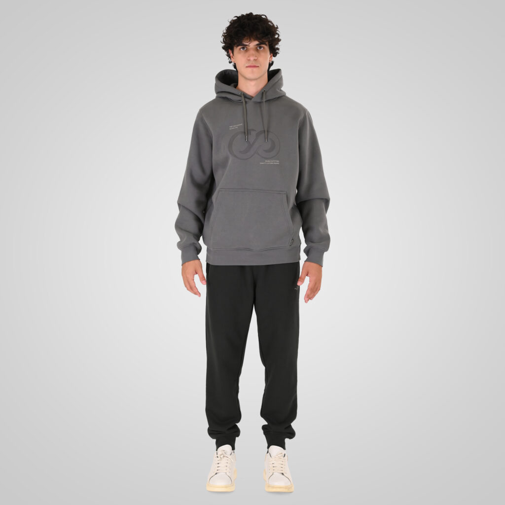 262MTOP-1146 HOODIE WITH HIGH DENSITY. THREE LAYERED PRINT (BRUSHED FLEECE) CLOUD GREY