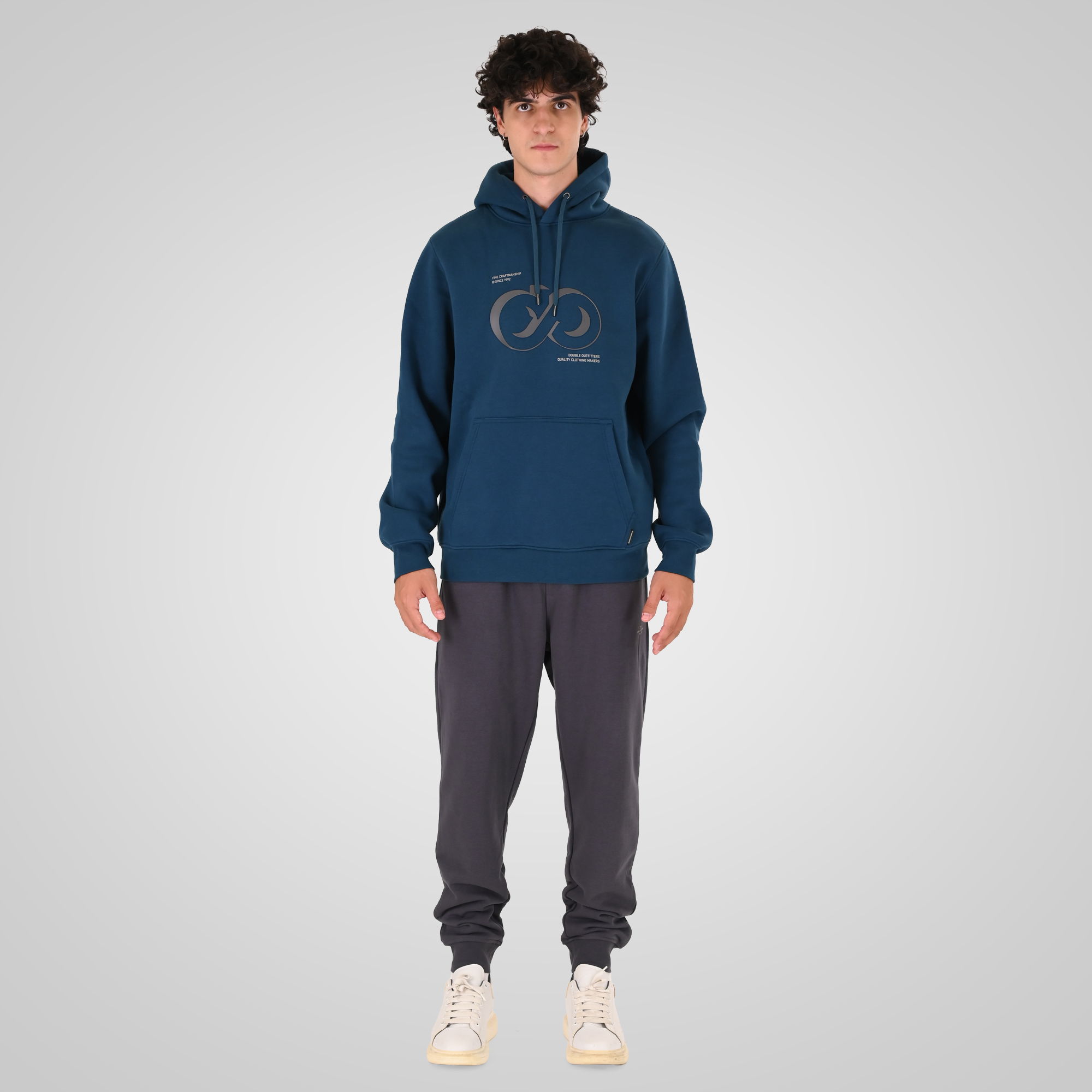 262MTOP-1146 HOODIE WITH HIGH DENSITY. THREE LAYERED PRINT (BRUSHED FLEECE) PACIFIC BLUE - Image 2