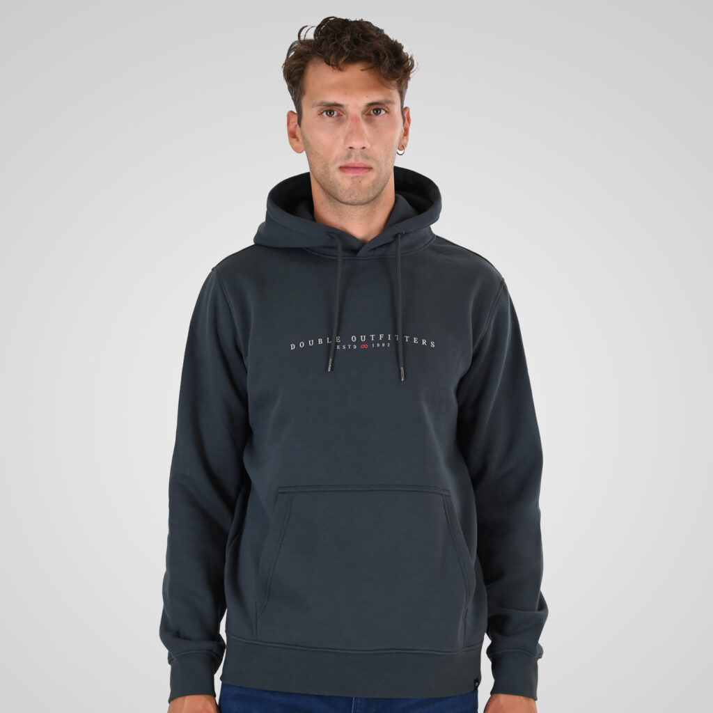 262MTOP-1147 HOODIE WITH HIGH DENSITY PRINT (BRUSHED FLEECE) ANTHRACITE