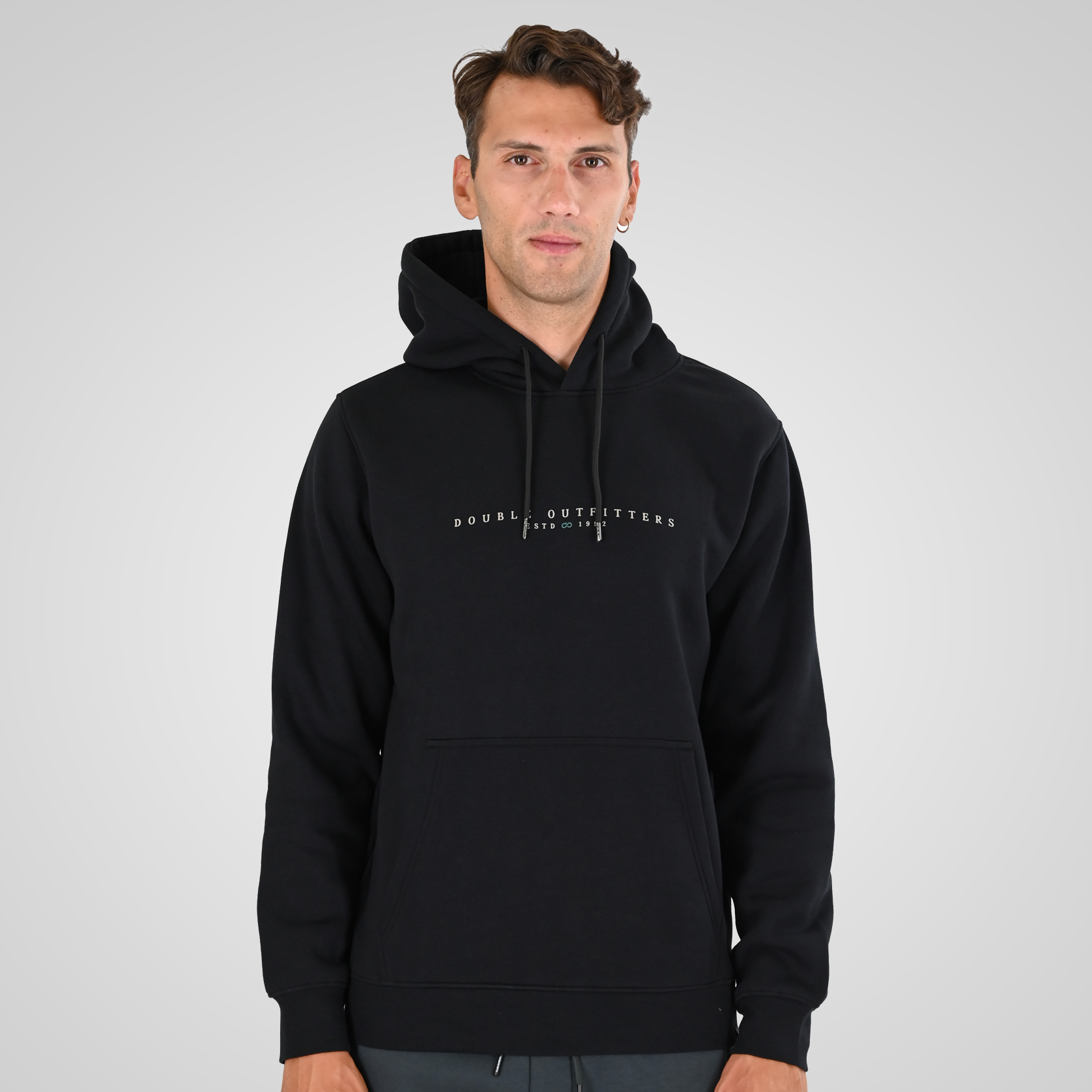 262MTOP-1147 HOODIE WITH HIGH DENSITY PRINT (BRUSHED FLEECE) BLACK - Image 1