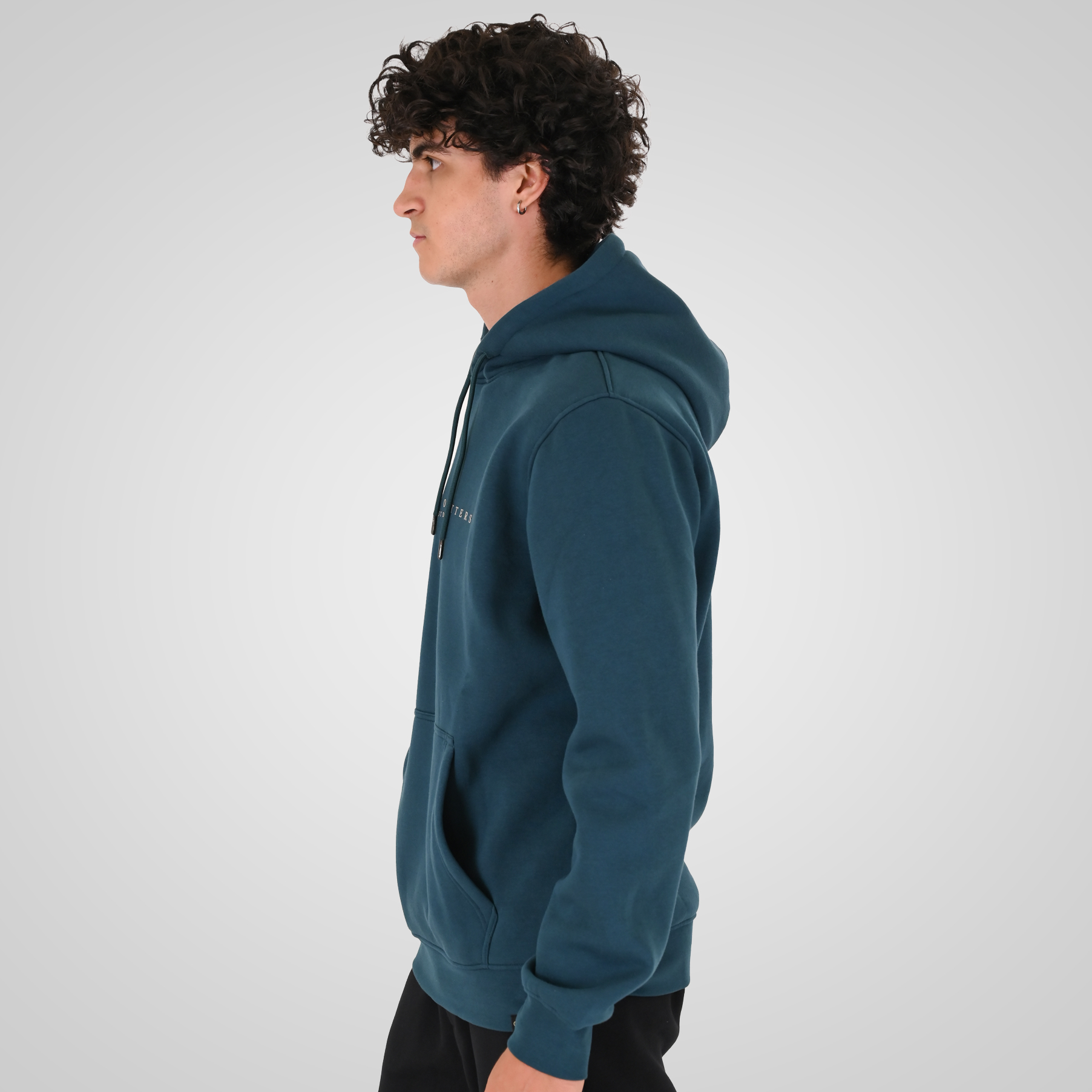 262MTOP-1147 HOODIE WITH HIGH DENSITY PRINT (BRUSHED FLEECE) DEEP TEAL - Image 3