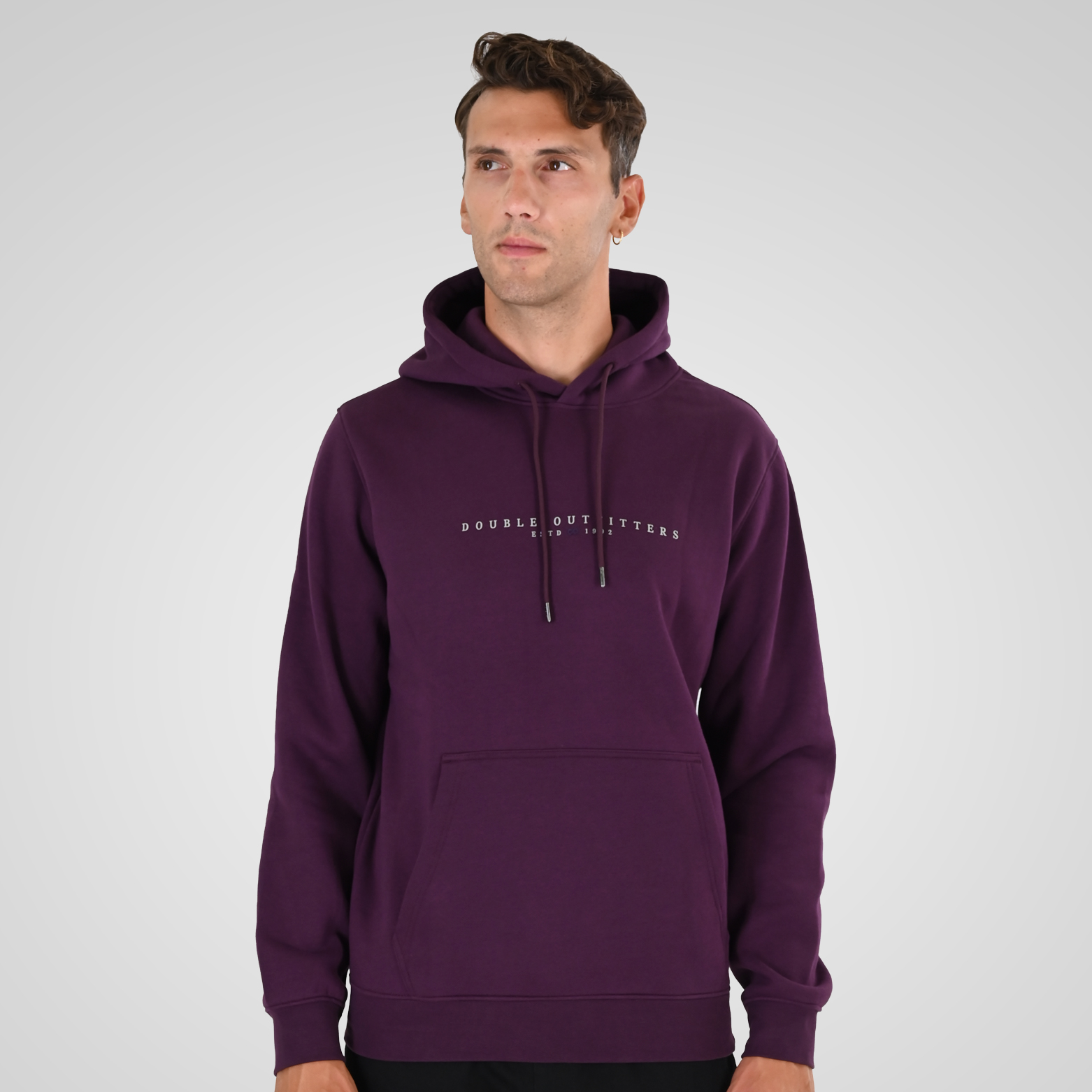 262MTOP-1147 HOODIE WITH HIGH DENSITY PRINT (BRUSHED FLEECE) DK RASPBERRY - Image 1