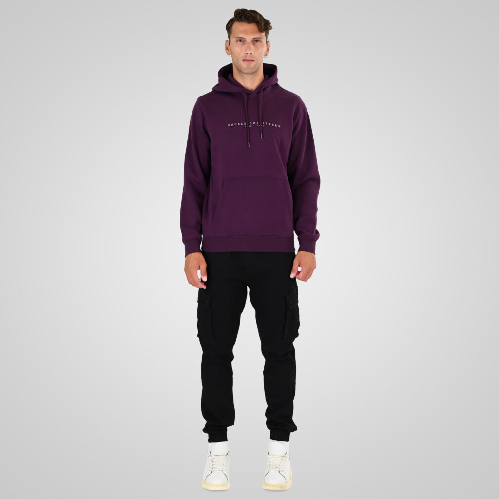 262MTOP-1147 HOODIE WITH HIGH DENSITY PRINT (BRUSHED FLEECE) DK RASPBERRY