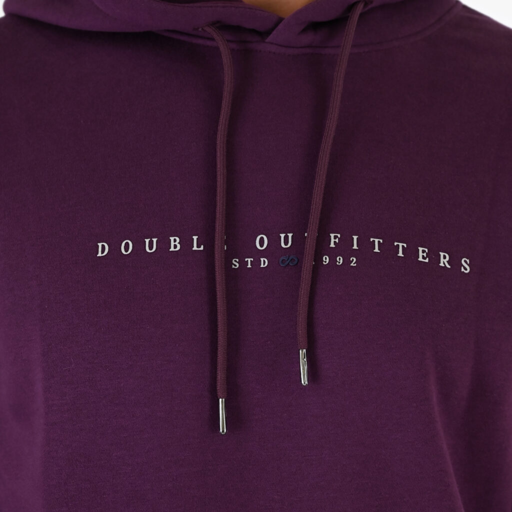 262MTOP-1147 HOODIE WITH HIGH DENSITY PRINT (BRUSHED FLEECE) DK RASPBERRY