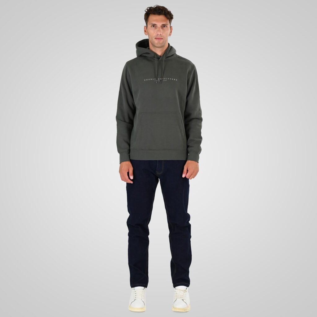 262MTOP-1147 HOODIE WITH HIGH DENSITY PRINT (BRUSHED FLEECE) KHAKI
