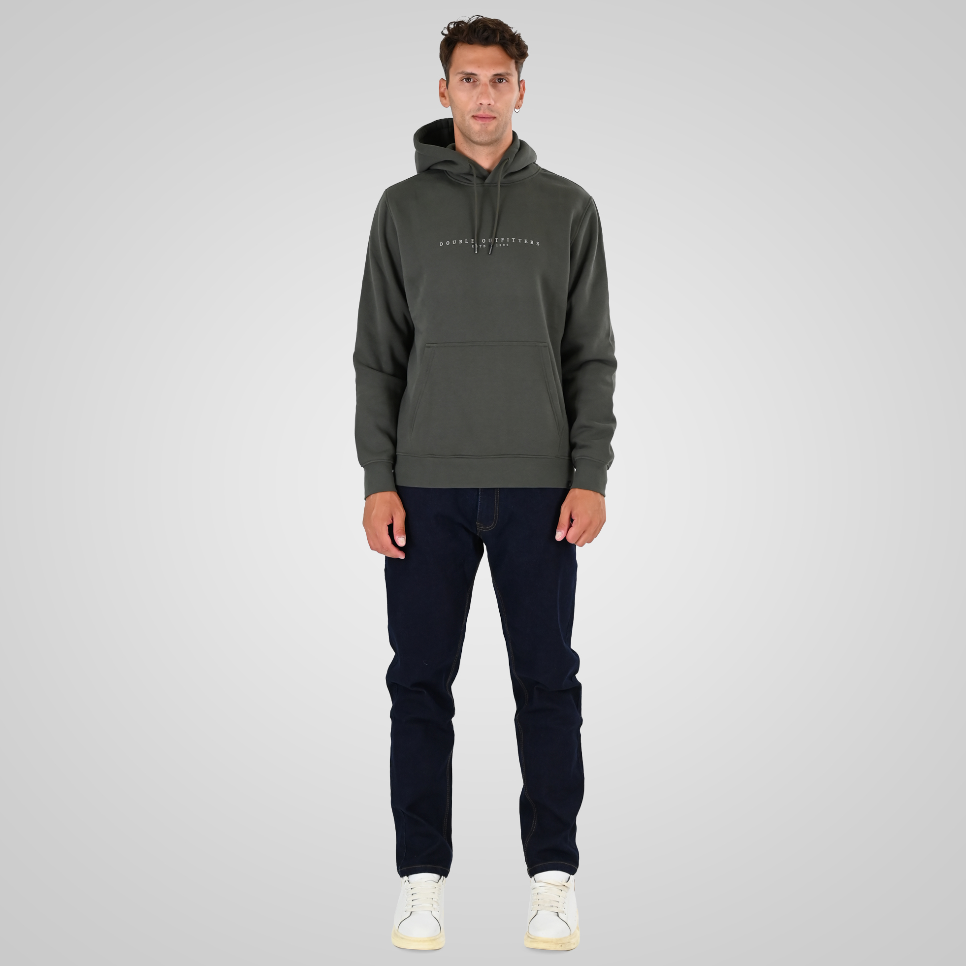 262MTOP-1147 HOODIE WITH HIGH DENSITY PRINT (BRUSHED FLEECE) KHAKI - Image 2