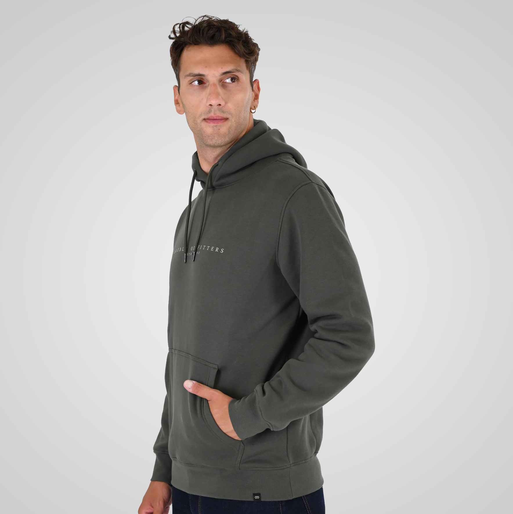262MTOP-1147 HOODIE WITH HIGH DENSITY PRINT (BRUSHED FLEECE) KHAKI - Image 3