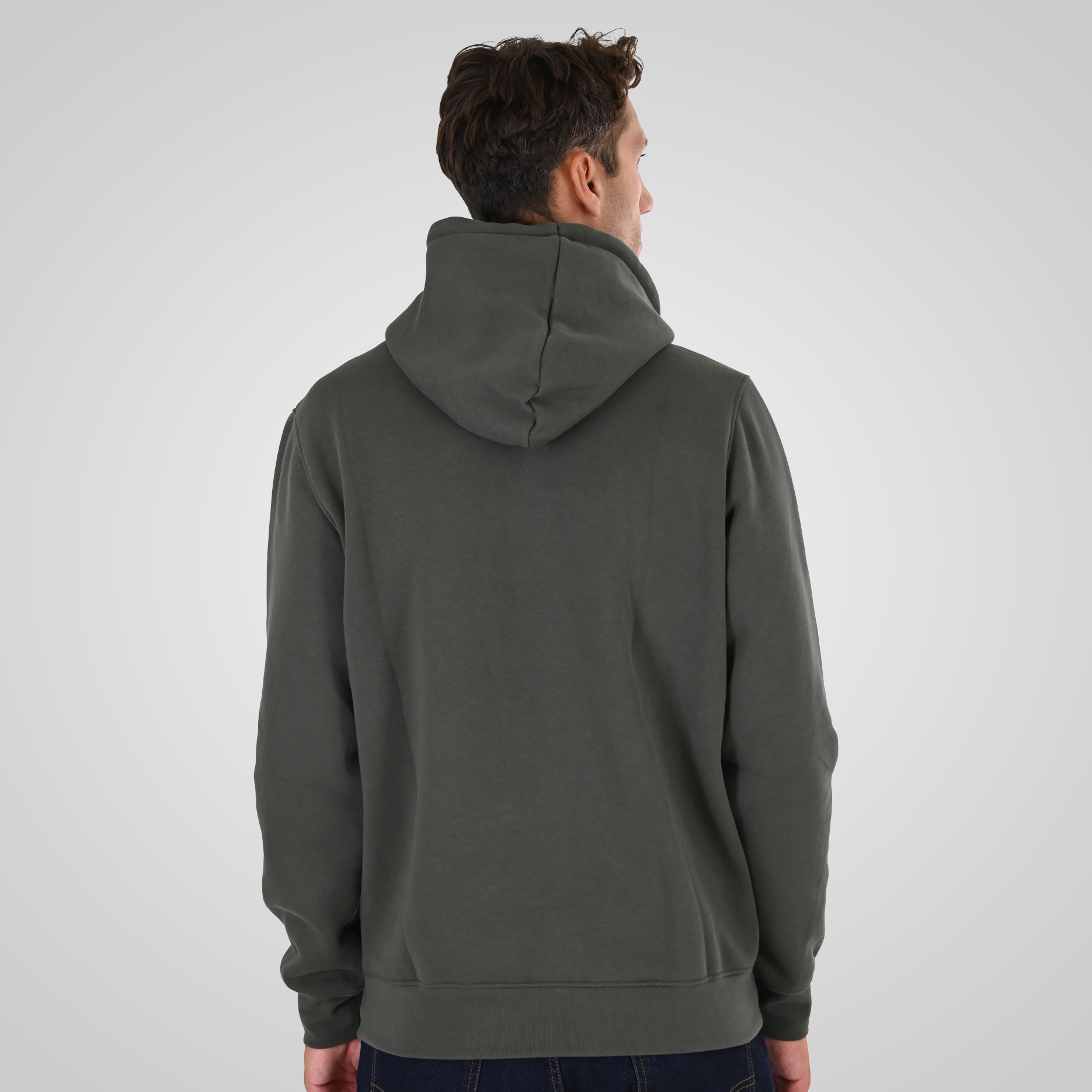 262MTOP-1147 HOODIE WITH HIGH DENSITY PRINT (BRUSHED FLEECE) KHAKI - Image 4