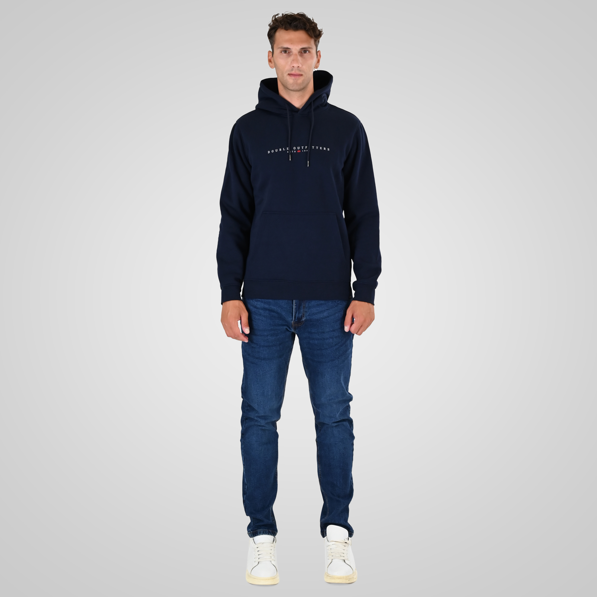 262MTOP-1147 HOODIE WITH HIGH DENSITY PRINT (BRUSHED FLEECE) NAVY - Image 2