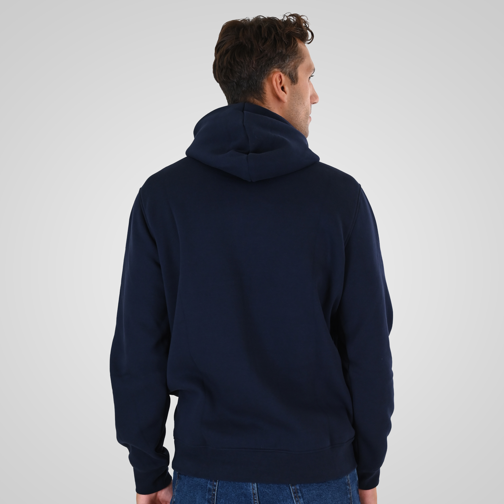262MTOP-1147 HOODIE WITH HIGH DENSITY PRINT (BRUSHED FLEECE) NAVY - Image 4