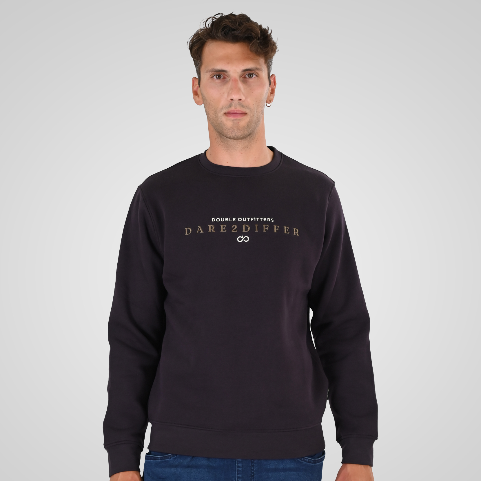 262MTOP-1151 CREWNECK TOP WITH 3D AND DENSE EMBROIDERY (BRUSHED FLEECE) AUBERGINE - Image 1
