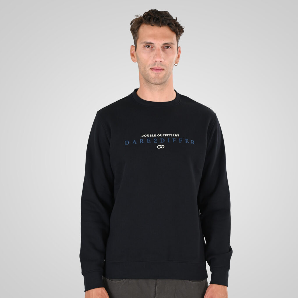 262MTOP-1151 CREWNECK TOP WITH 3D AND DENSE EMBROIDERY (BRUSHED FLEECE) BLACK