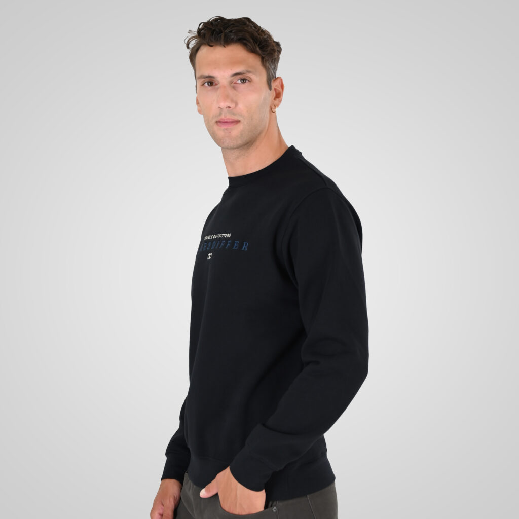 262MTOP-1151 CREWNECK TOP WITH 3D AND DENSE EMBROIDERY (BRUSHED FLEECE) BLACK