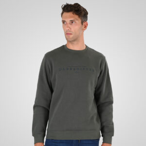 262MTOP-1151 CREWNECK TOP WITH 3D AND DENSE EMBROIDERY (BRUSHED FLEECE) KHAKI