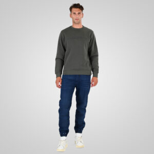 262MTOP-1151 CREWNECK TOP WITH 3D AND DENSE EMBROIDERY (BRUSHED FLEECE) KHAKI